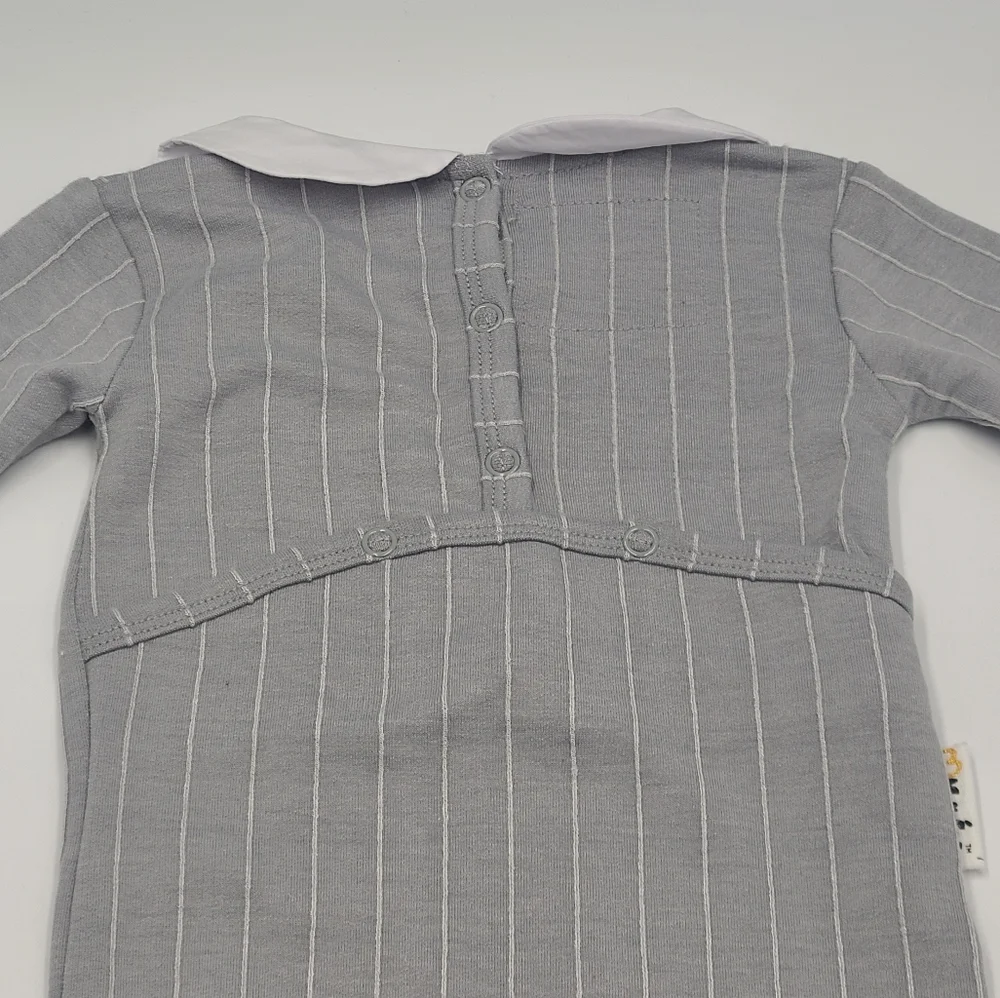 NEW Maniére baby boy raised stripe footed sleeper size 9 months